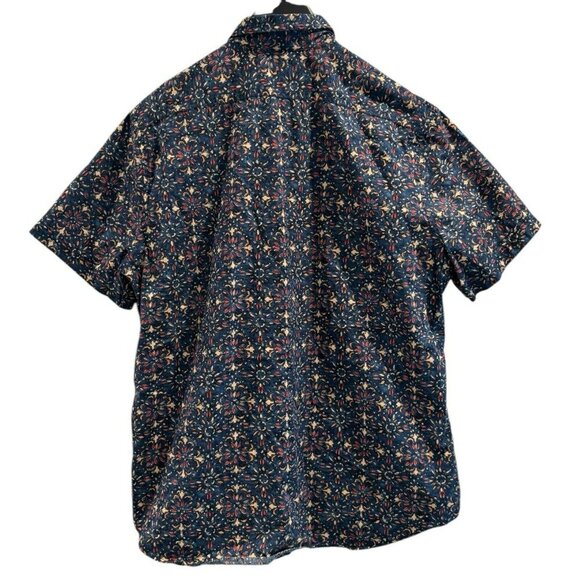 Express XL Men’s Button Up Shirt Blue Floral 100% Cotton Festival Summer Casual - Picture 2 of 5